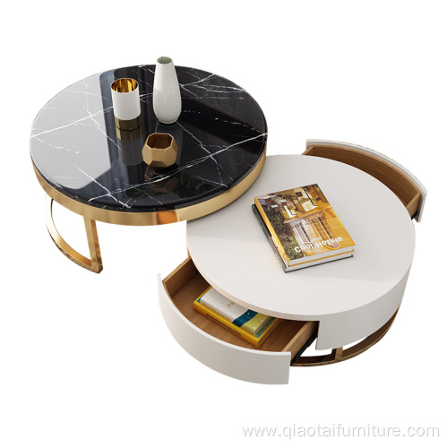 luxury Stainless Steel Round Metal Gold Coffee Tables